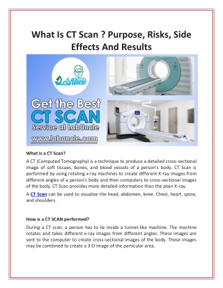 What Is CT Scan ? Purpose, Risks, Side Effects And Results
