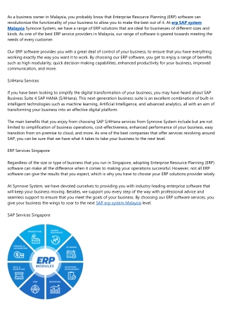 ERP Services Malaysia