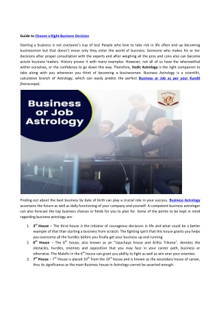 Choose a Right Business Decision