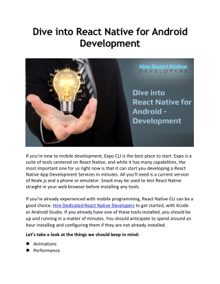 Dive into React Native for Android Development