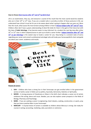 Choose Best Courses after 10th and 12th