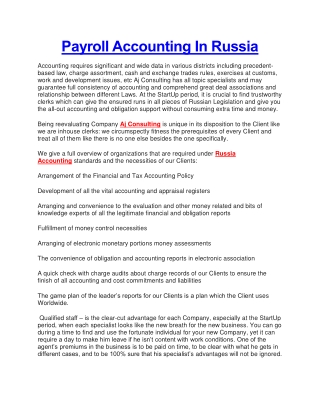 Payroll Accounting In Russia