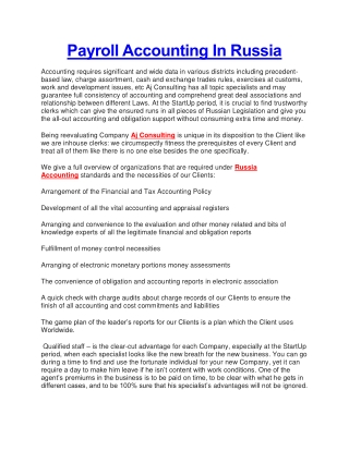 Payroll Accounting In Russia