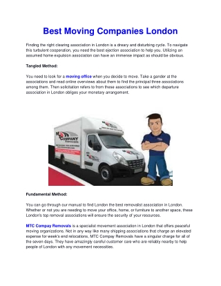 Best Moving Companies London