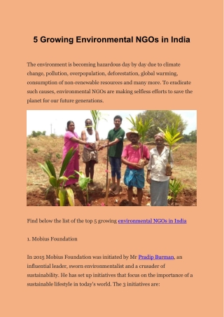 5 Growing Environmental NGOs in India