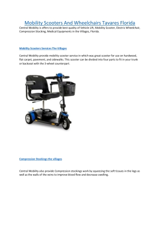 Mobility Scooters And Wheelchairs Tavares Florida