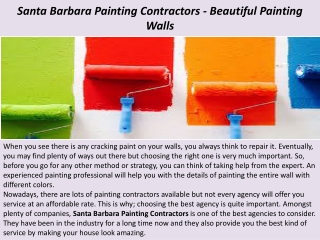 Santa Barbara Painting Contractors - Beautiful Painting Walls