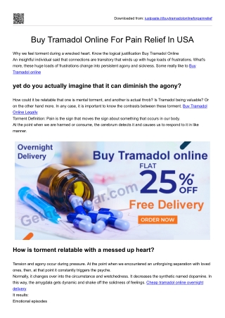 Buy Tramadol Online For Pain Relief In USA