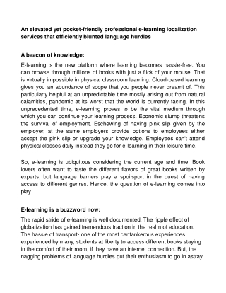 An elevated yet pocket-friendly professional e-learning localization services