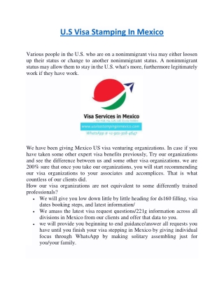 U.S Visa Stamping In Mexico