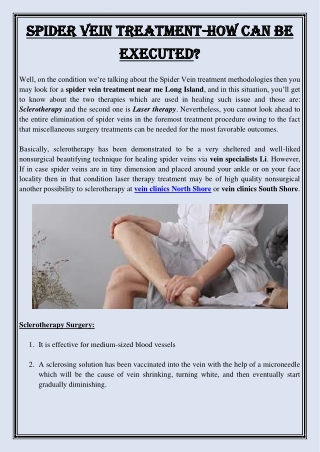 Spider Vein Treatment-How Can Be Executed