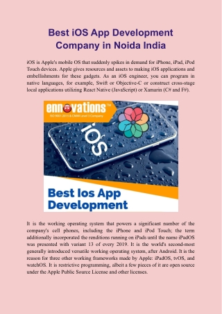 Best iOS App Development Company in Noida India