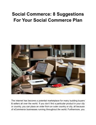 Social Commerce: 8 Suggestions For Your Social Commerce Plan