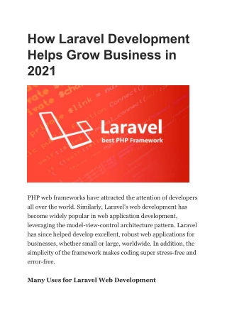 How Laravel Development Helps Grow Business in 2021