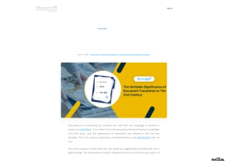The Veritable Significance of Document Translation in The 21st Century
