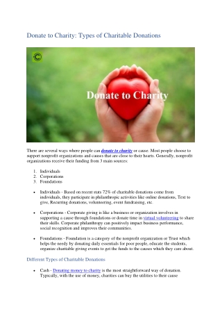 Donate to Charity - Types of Charitable Donations