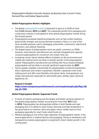 Polypropylene Market Futuristic Analysis by Business Size, Current Trend, Demand