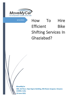 How To Hire Efficient Bike Shifting Services In Ghaziabad