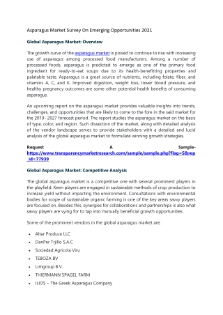 Asparagus Market Survey On Emerging Opportunities 2020