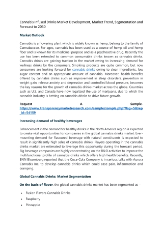 Cannabis Infused Drinks Market  Development, Market Trend, Segmentation and Fore