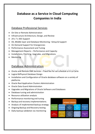 Database as a Service Providers in India