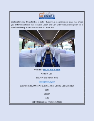 Bus for Hire in Delhi | Busways.in