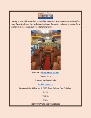 27 Seater Bus on Rent | Busways.in