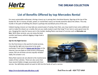 List of Benefits Offered by top Mercedes Rental