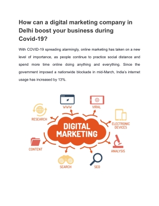 How can a digital marketing company in Delhi boost your business during Covid-19