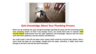 Gain Knowledge About Your Plumbing Process