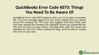 QuickBooks Error Code 6073: Things You Need To Be Aware Of