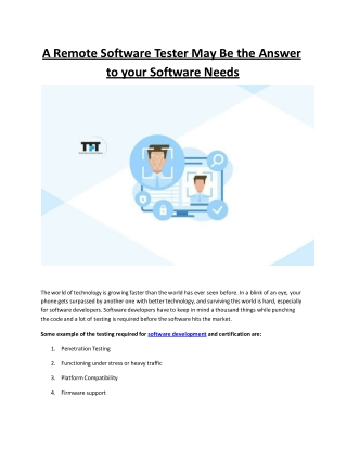 A Remote Software Tester May Be the Answer to your Software Needs