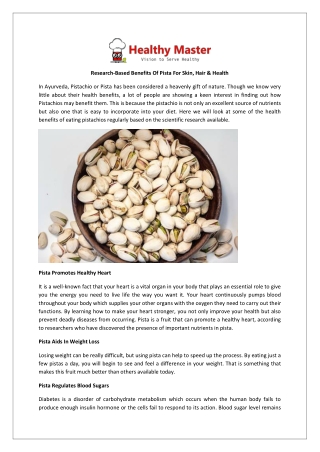 Research-Based Benefits Of Pista For Skin, Hair & Health