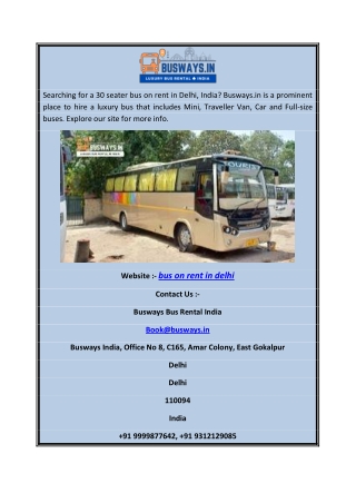 Bus on Rent in Delhi | Busways.in