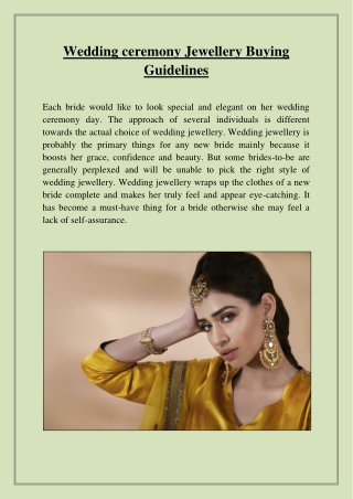 Wedding ceremony Jewellery Buying Guidelines