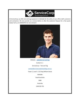 Adelaide Test and Tag Equipment by ServiceCorp