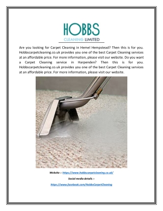 Carpet Cleaning Hemel Hempstead  Hobbscarpetcleaning.co.uk