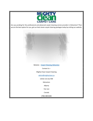 Carpet Cleaning Edmonton Mightyclean.ca