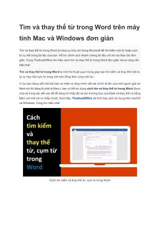 Thay thế từ trong Word
