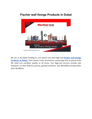 Fischer wall fixings Products in Dubai