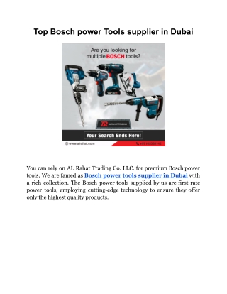 Top Bosch power Tools supplier in Dubai