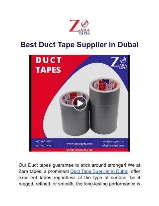 Best Duct Tape Supplier in Dubai