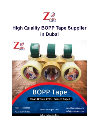 High Quality BOPP Tape Supplier in Dubai