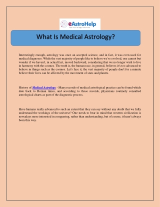What Is Medical Astrology