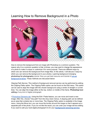 Learning How to Remove Background in a Photo
