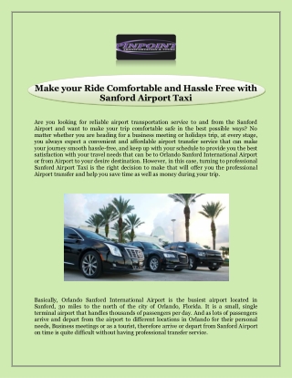 Make your Ride Comfortable and Hassle Free with Sanford Airport Taxi