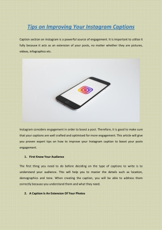 Tips on Improving Your Instagram Captions