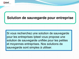 Solution de sauvegarde pour entreprise