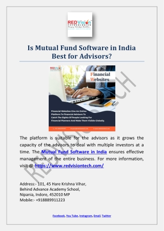 Is Mutual Fund Software in India Best for Advisors