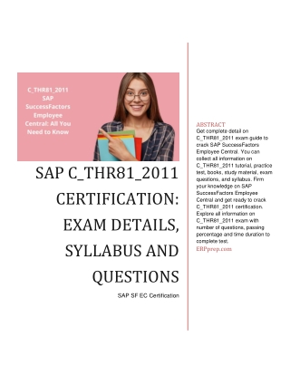 SAP C_THR81_2011 Certification: Exam Details, Syllabus and Questions